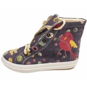 Goby Boho Gray Red Dot Bird Hi Top Sneaker Boots 9.5 EU 40 Women's