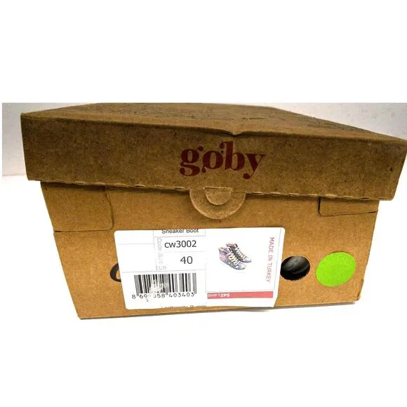 Goby Boho Gray Red Dot Bird Hi Top Sneaker Boots 9.5 EU 40 Women's