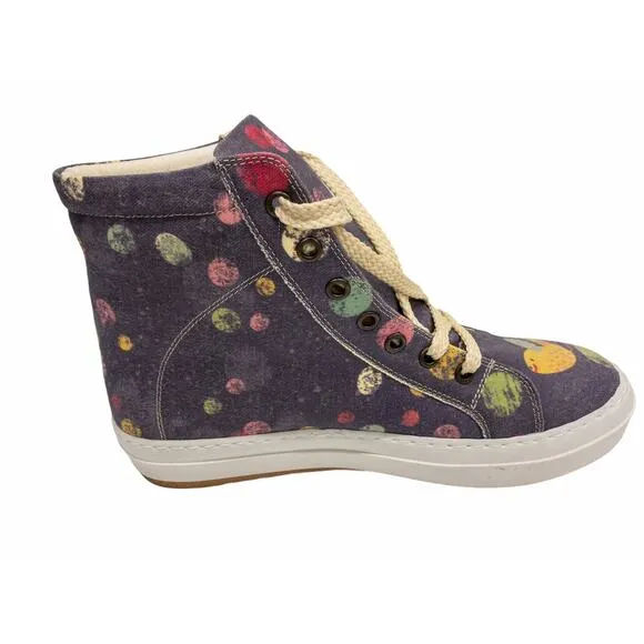 Goby Boho Gray Red Dot Bird Hi Top Sneaker Boots 9.5 EU 40 Women's