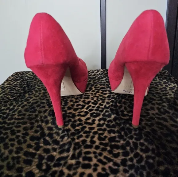 GORGEOUS BRASH RED HIGH HEELS HIDDEN PLATFORM STILETTOES SHOES SIZE 12