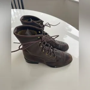 Gorgeous Vintage Made in USA Leather Lace Up Boots - 2.5
