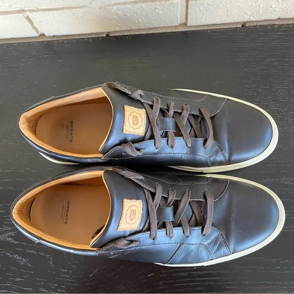 Greats Brooklyn Royale Mens Size 12 Shoes Brown Leather Sneakers Made in Italy