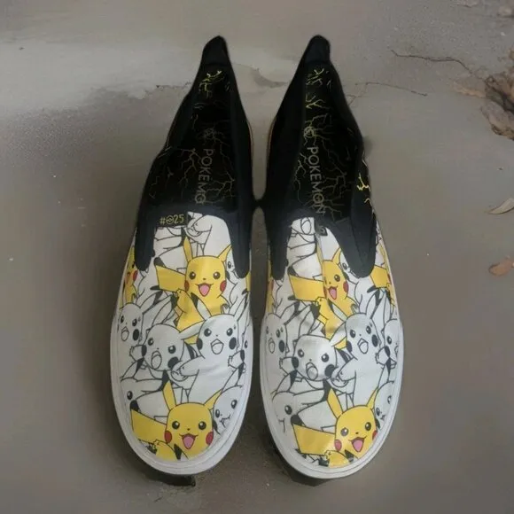 Ground Up Pokémon Pikachu Canvas Slip on Skateboard Shoes Unisex Adult Size 10.5