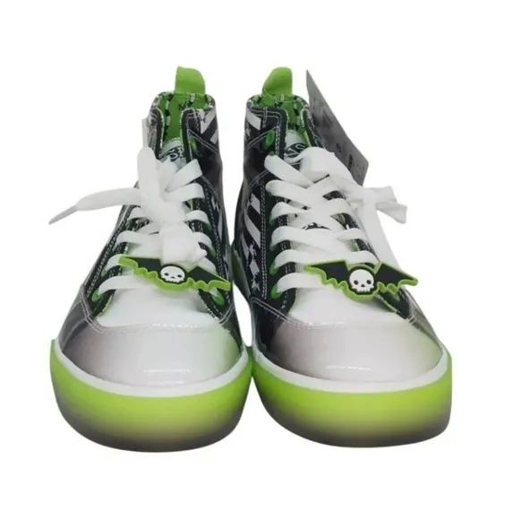 Ground‎ Up Women's Men's Striped Beetlejuice High Top Sneakers Punk Horror Shoes