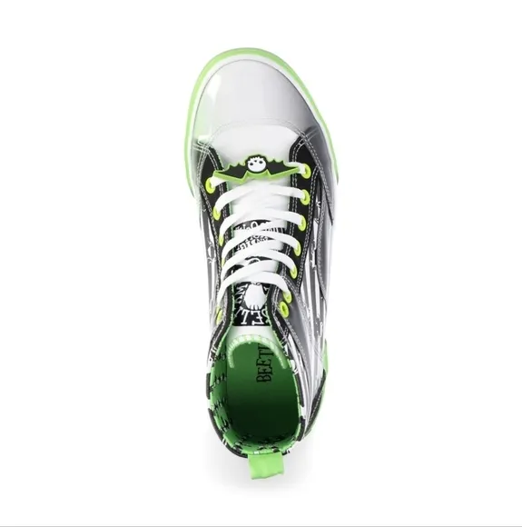 Ground‎ Up Women's Men's Striped Beetlejuice High Top Sneakers Punk Horror Shoes