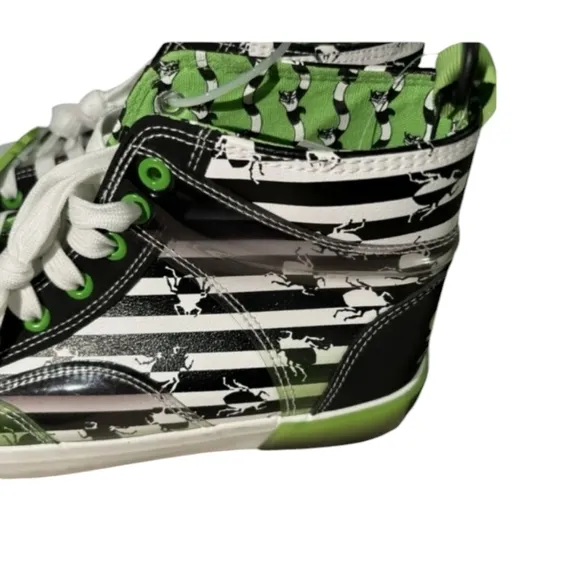 Ground‎ Up Women's Men's Striped Beetlejuice High Top Sneakers Punk Horror Shoes
