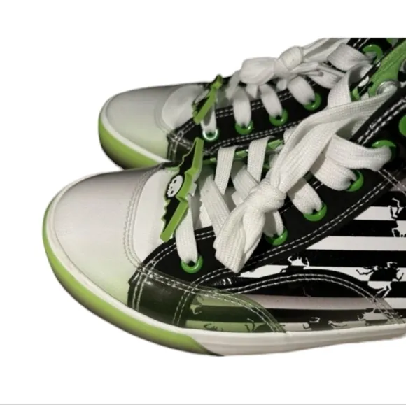 Ground‎ Up Women's Men's Striped Beetlejuice High Top Sneakers Punk Horror Shoes