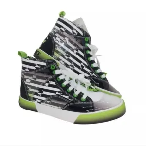 Ground‎ Up Women's Men's Striped Beetlejuice High Top Sneakers Punk Horror Shoes