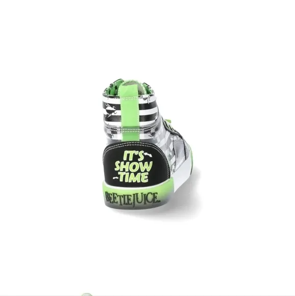 Ground‎ Up Women's Men's Striped Beetlejuice High Top Sneakers Punk Horror Shoes