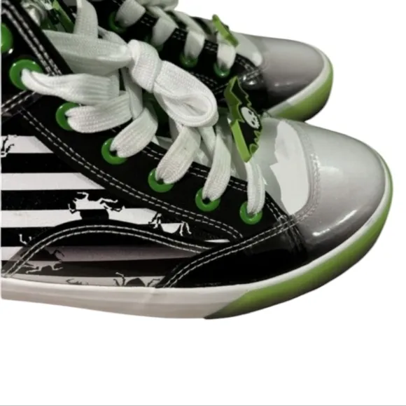 Ground‎ Up Women's Men's Striped Beetlejuice High Top Sneakers Punk Horror Shoes