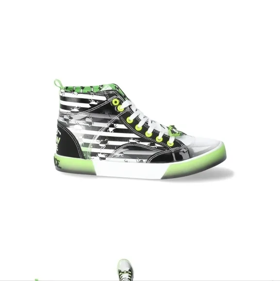 Ground‎ Up Women's Men's Striped Beetlejuice High Top Sneakers Punk Horror Shoes