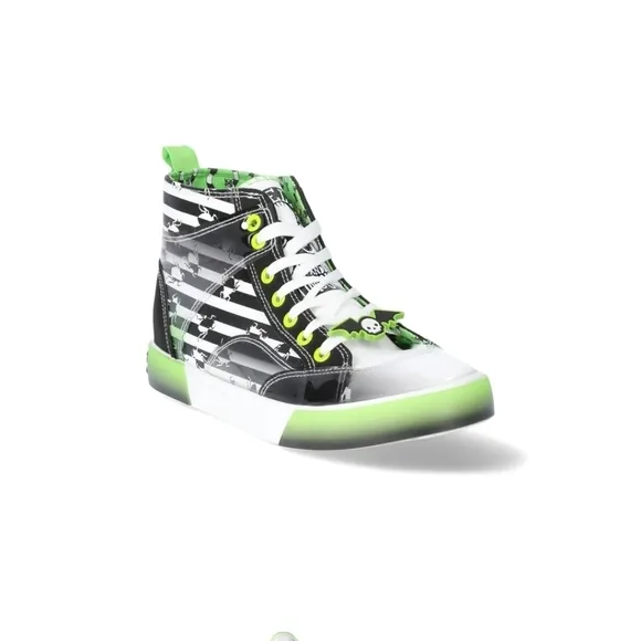 Ground‎ Up Women's Men's Striped Beetlejuice High Top Sneakers Punk Horror Shoes