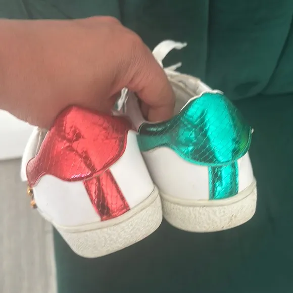 Gucci White and Green Sneakers with Minimalist Design