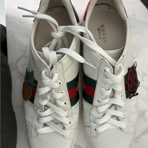 Gucci Women's White Sneakers with Embroidered Details