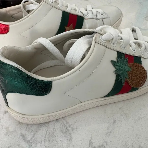 Gucci Women's White Sneakers with Embroidered Details