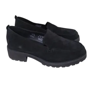 [H427] Hush puppies Black Suede Slip-On Loafers w/Chunky Sole, Size 11