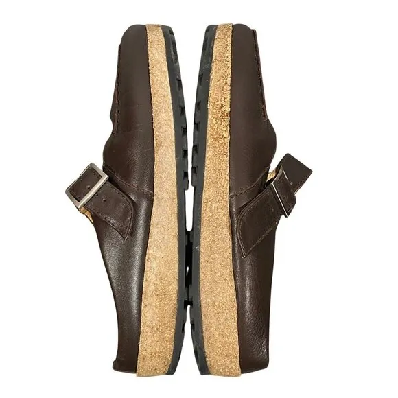 Haflinger mary Jane slip on clog shoes brown leather women’s 37 minimalist
