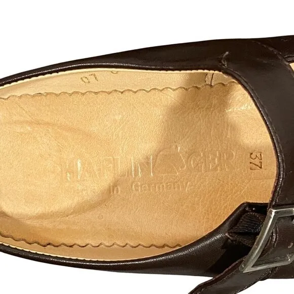 Haflinger mary Jane slip on clog shoes brown leather women’s 37 minimalist