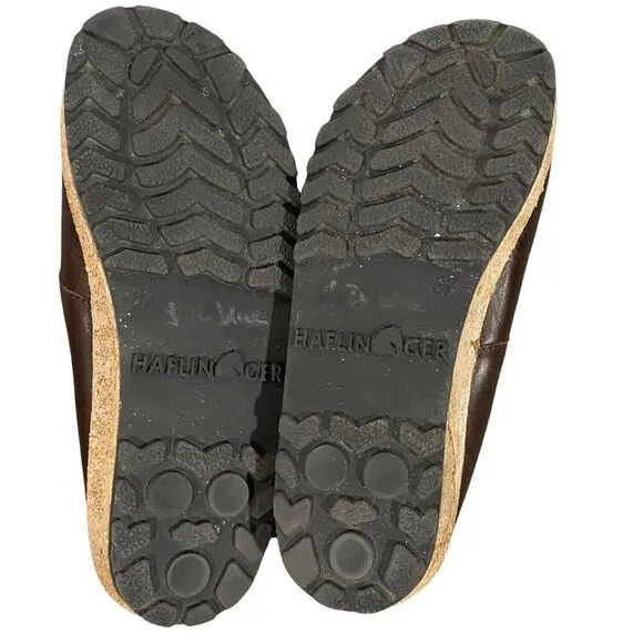 Haflinger mary Jane slip on clog shoes brown leather women’s 37 minimalist
