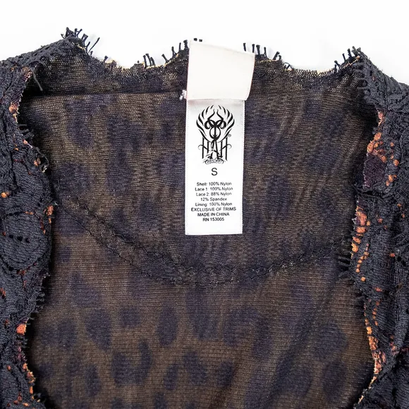 HAH Dust Her Robe Leopard Print Lace Dress Boho Tie Waist $278 - Size S