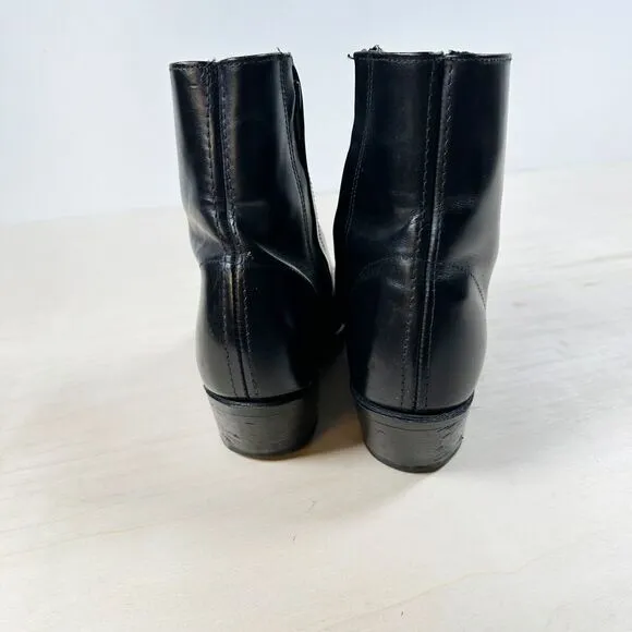 Handmade Black‎ Leather Western Cowboy Boots Women's 7D  Square Toe Vintage