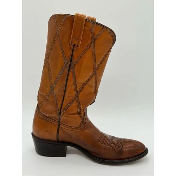 Handmade Vintage Boots 9.5 B Western Cowboy Brown Leather