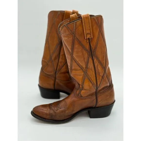 Handmade Vintage Boots 9.5 B Western Cowboy Brown Leather