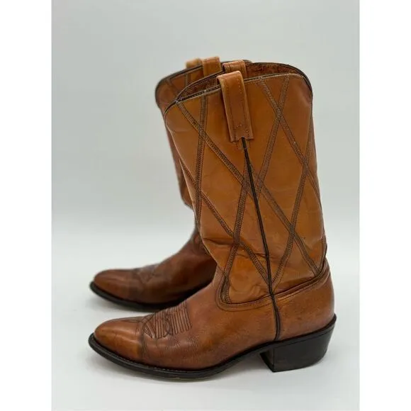 Handmade Vintage Boots 9.5 B Western Cowboy Brown Leather