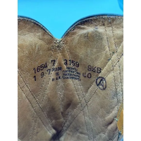 Handmade Vintage Boots 9.5 B Western Cowboy Brown Leather