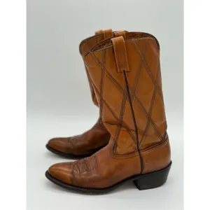 Handmade Vintage Boots 9.5 B Western Cowboy Brown Leather