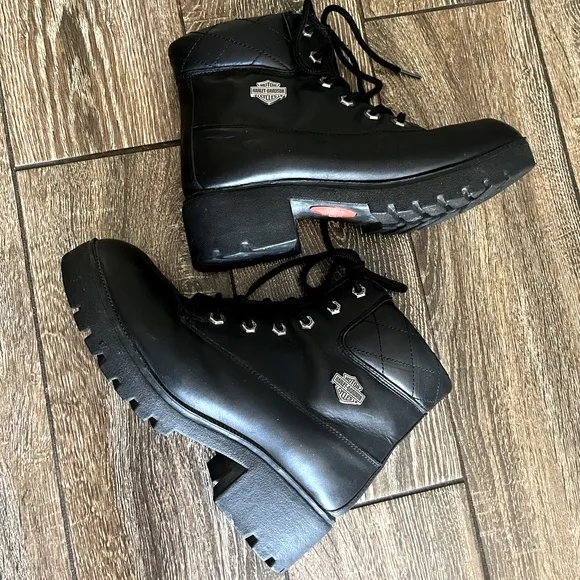 Harley-Davidson vintage cruise control leather black biker boots