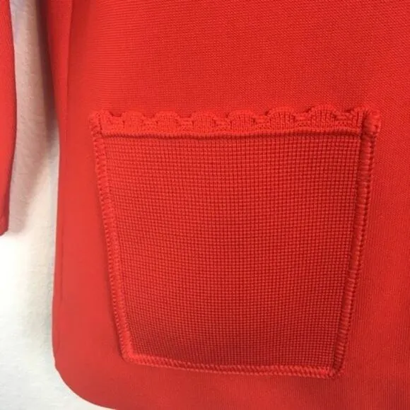 Hedy Knits Cardigan Librarian Jacket Womens Vintage 3/4 Sleeve Red Orange XL