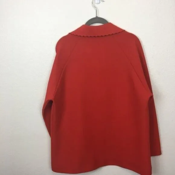 Hedy Knits Cardigan Librarian Jacket Womens Vintage 3/4 Sleeve Red Orange XL