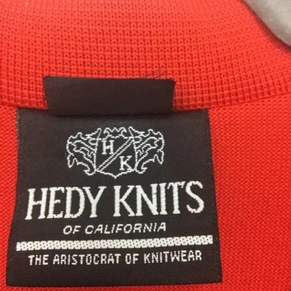 Hedy Knits Cardigan Librarian Jacket Womens Vintage 3/4 Sleeve Red Orange XL