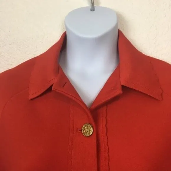 Hedy Knits Cardigan Librarian Jacket Womens Vintage 3/4 Sleeve Red Orange XL