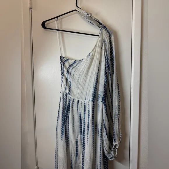 Hemant &amp; Nandita One Shoulder GeorgetteChoker Tie-Dye Metallic Dress Size XS