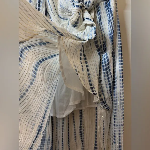 Hemant &amp; Nandita One Shoulder GeorgetteChoker Tie-Dye Metallic Dress Size XS