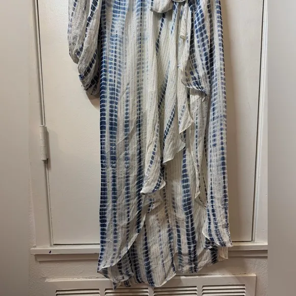 Hemant &amp; Nandita One Shoulder GeorgetteChoker Tie-Dye Metallic Dress Size XS