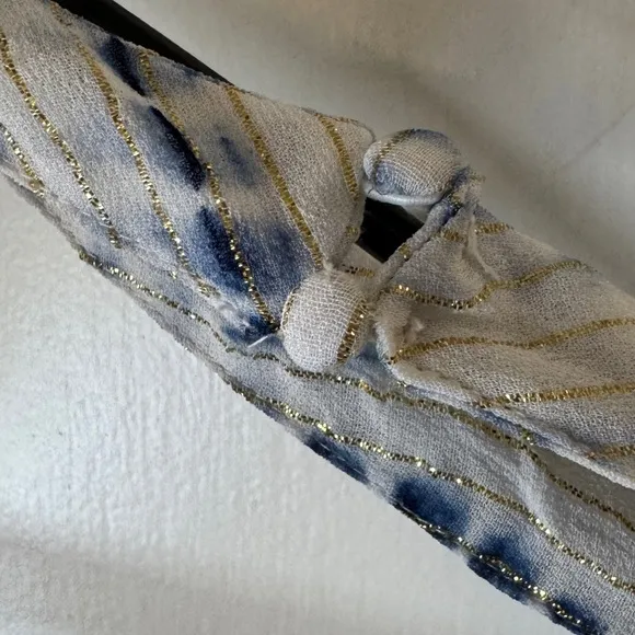 Hemant &amp; Nandita One Shoulder GeorgetteChoker Tie-Dye Metallic Dress Size XS