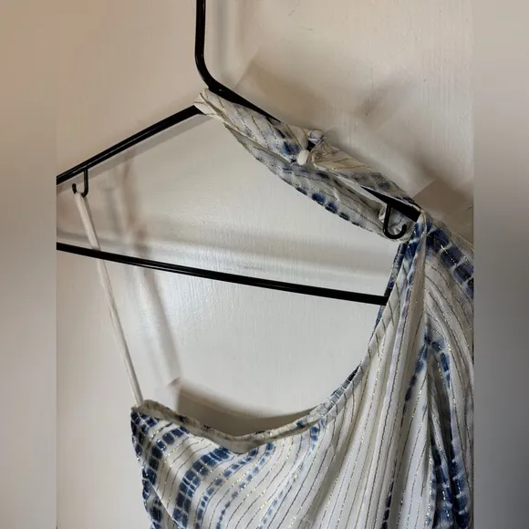 Hemant &amp; Nandita One Shoulder GeorgetteChoker Tie-Dye Metallic Dress Size XS