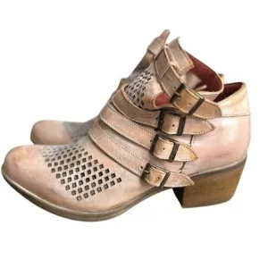 Heritage Corral Rose Cutout Leather Strap Boho Festival Western Booties Womens 8