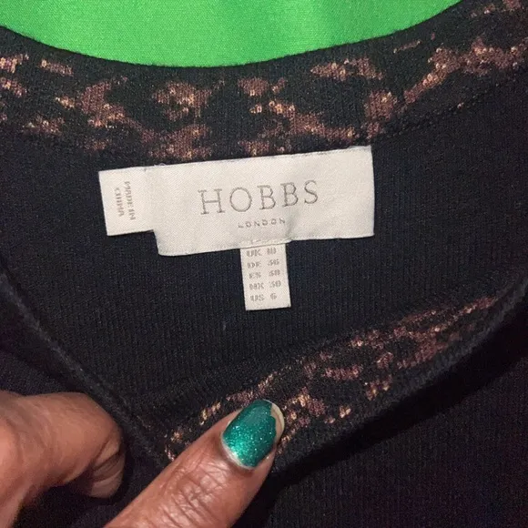 Hobbs London Hallie Knit Black and Brown Sweater Dress size 6
