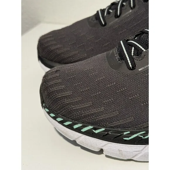 Hoka One Womens Clifton 5 Knit Running Shoes Sz 9.5 Black Lace Up Casual Gym