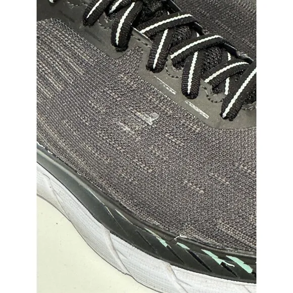 Hoka One Womens Clifton 5 Knit Running Shoes Sz 9.5 Black Lace Up Casual Gym
