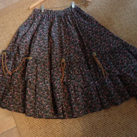 Homemade Boho Rodeo Skirt S w/Concho/Leather