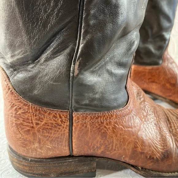 Hondo Boots Mens 9.5 D Chocolate Brown Leather Western Cowboy Made In Mexico
