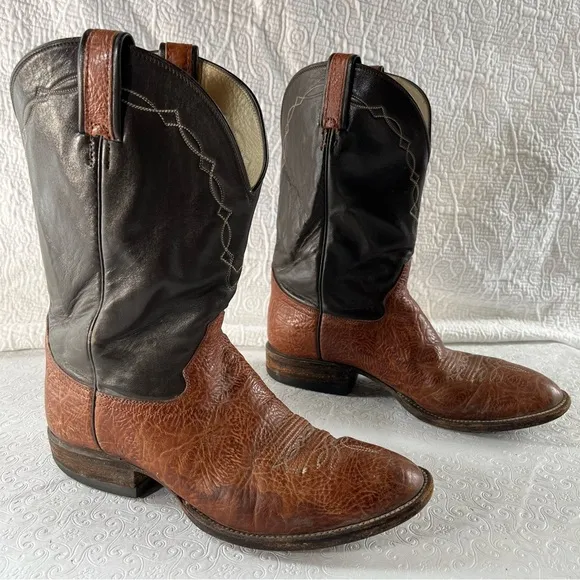 Hondo Boots Mens 9.5 D Chocolate Brown Leather Western Cowboy Made In Mexico