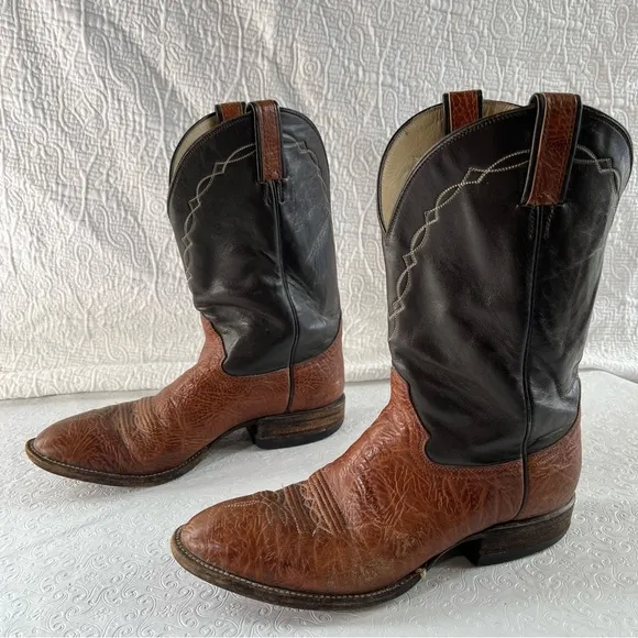 Hondo Boots Mens 9.5 D Chocolate Brown Leather Western Cowboy Made In Mexico