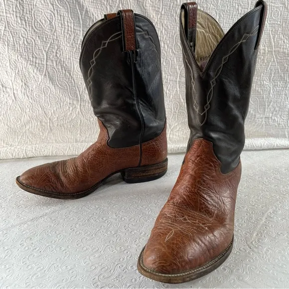 Hondo Boots Mens 9.5 D Chocolate Brown Leather Western Cowboy Made In Mexico