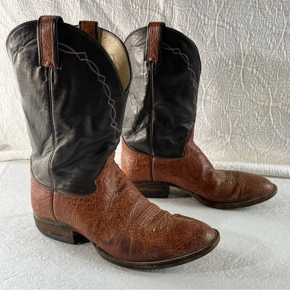 Hondo Boots Mens 9.5 D Chocolate Brown Leather Western Cowboy Made In Mexico